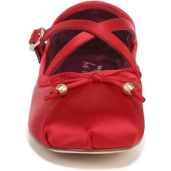 Circus NY by Sam Edelman Women's Red Poppy Suede Cross Strap Ballet Flat - Picture 2 of 6
